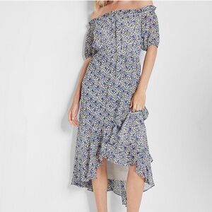 Express XL Off-The-Shoulder Blue Floral Dress